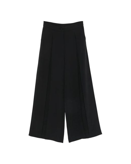 Imperial Black Pleated Wide-Leg Palazzo Pants