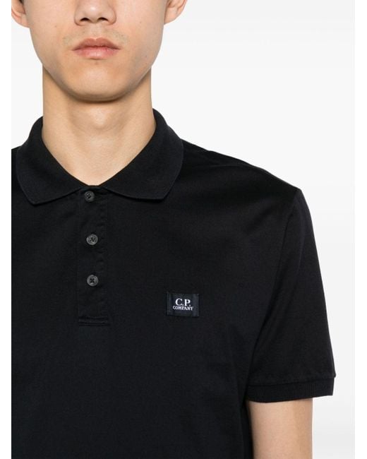 C P Company Poloshirt Met Logopatch in het Black voor heren