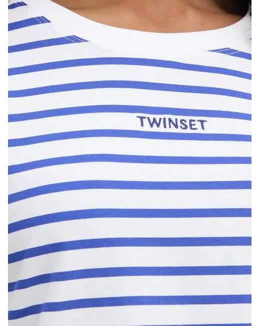 Twinset White Horizontal-Stripe T-Shirt