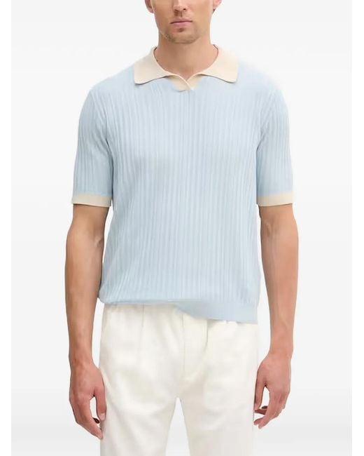 Benetton Blue Ribbed-Knit T-Shirt for men