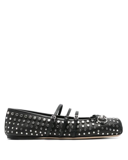 Gucci Black Stud-Embellished Ballet Flats
