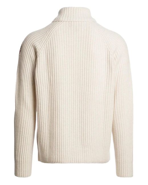 Parajumpers White Ribbed Turtleneck Sweater for men