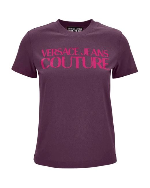 Versace Jeans Couture Purple Logo-Print T-Shirt