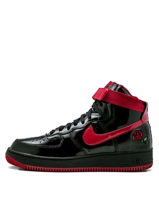 black and red air force ones high top