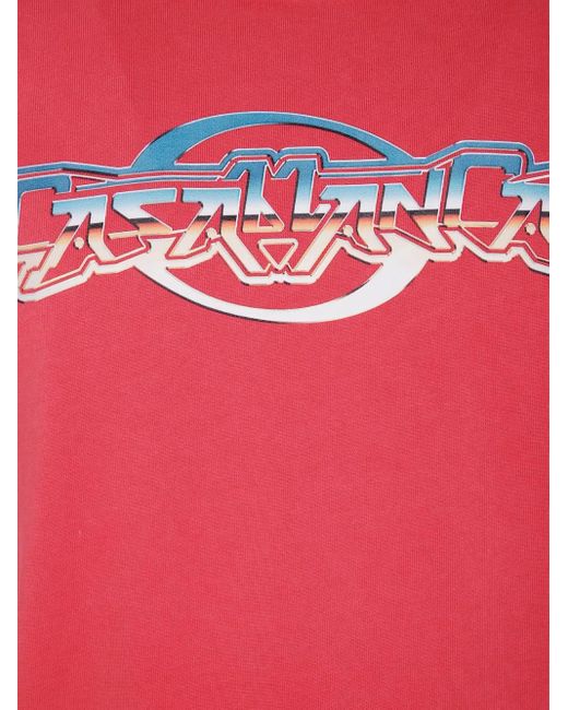 Casablanca Pink Chrome Text Printed Oversized T-Shirt for men