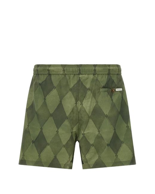 Ballantyne Green Diamond-Pattern Swim Shorts for men