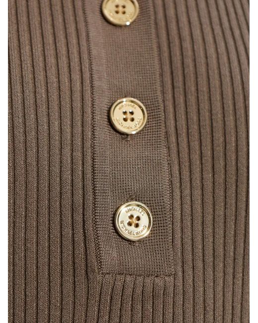 MICHAEL Michael Kors Natural Half-Button Pleated Midi Dress