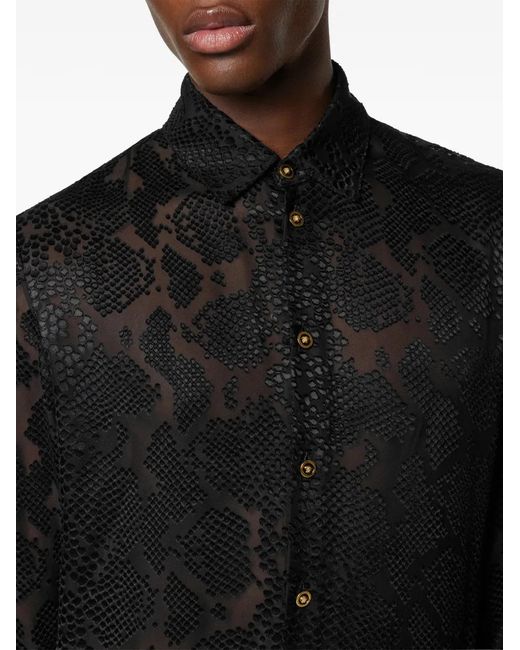Versace Black Snakeskin-Pattern Shirt for men