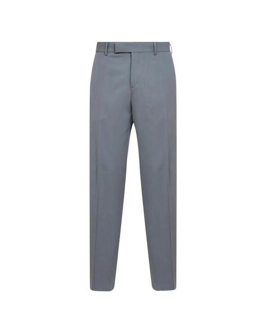 Fendi Blue Ff-Embroidered Straight-Leg Trousers for men