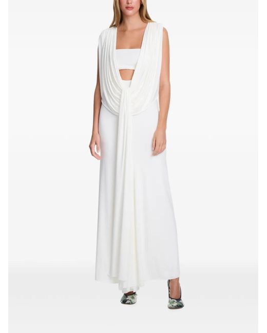Axel 113 White Cleo Cut-Ou Draped Maxi Dress