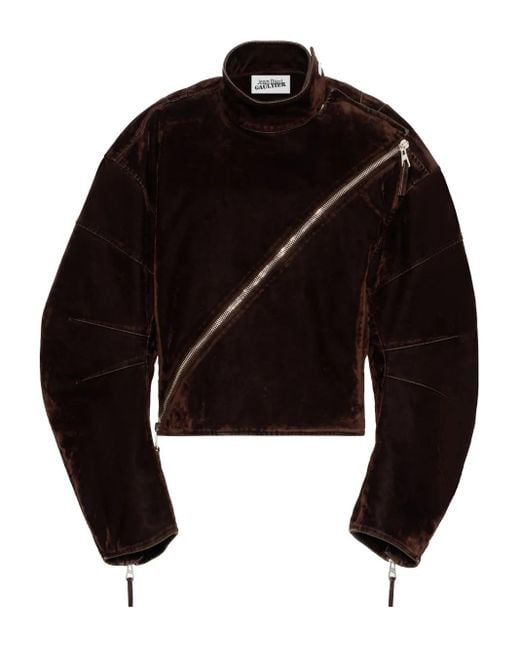 Jean Paul Gaultier ジップ ベルベットジャケット Black