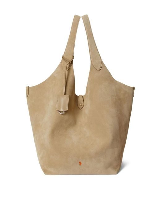 Polo Ralph Lauren Natural Suede Pouch Tote Bag