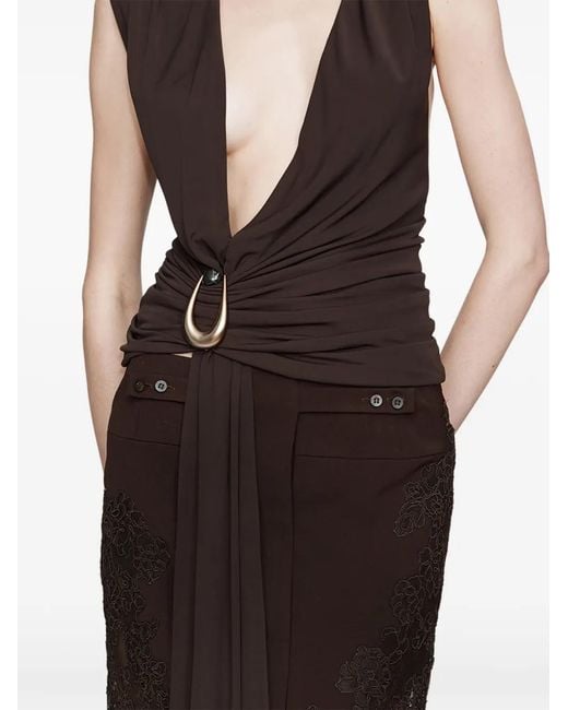 Christopher Esber Brown Gathered Drape Blouse