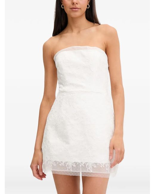 Bardot White Franca Hourgrass-Shaped Lace Strapless Mini Dress