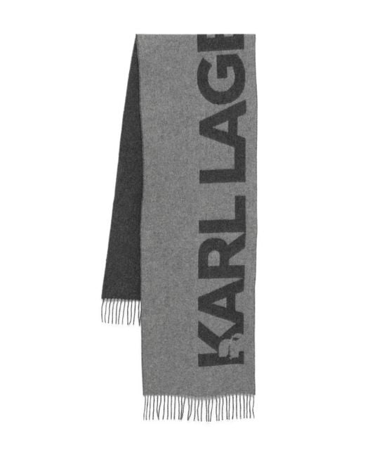 Karl Lagerfeld Gray Fringed Scarf for men