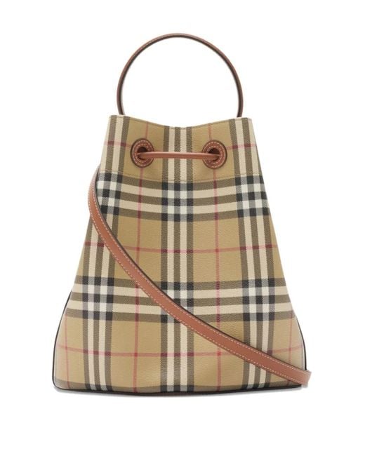 Burberry Natural Small Check Bucket Bag