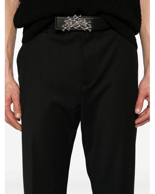 Represent Black Stepped Hem Straight-leg Trousers - Men's - Polyester/virgin Wool/spandex/elastane for men