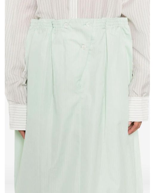 Jupe Mi-Longue Rayée À Taille Élastiquée Prada en coloris Green