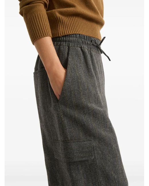 Yves Salomon Gray Drawstring Cargo Trousers