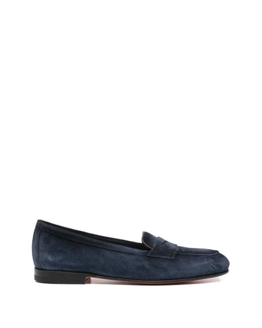 Santoni Blue Carla Suede Loafers