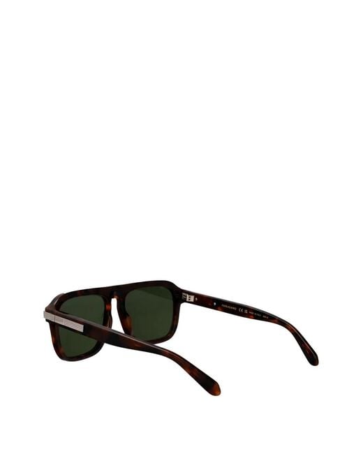 Ferragamo Eyewear Green Tortoiseshell-Effect Square-Frame Sunglasses for men