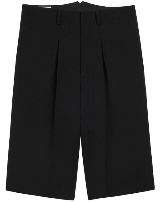 AMI Black Pleat-detail Bermuda Shorts for men
