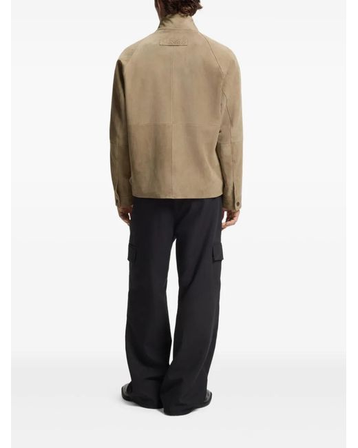 HUGO Natural Zip-Up Suede Jacket for men