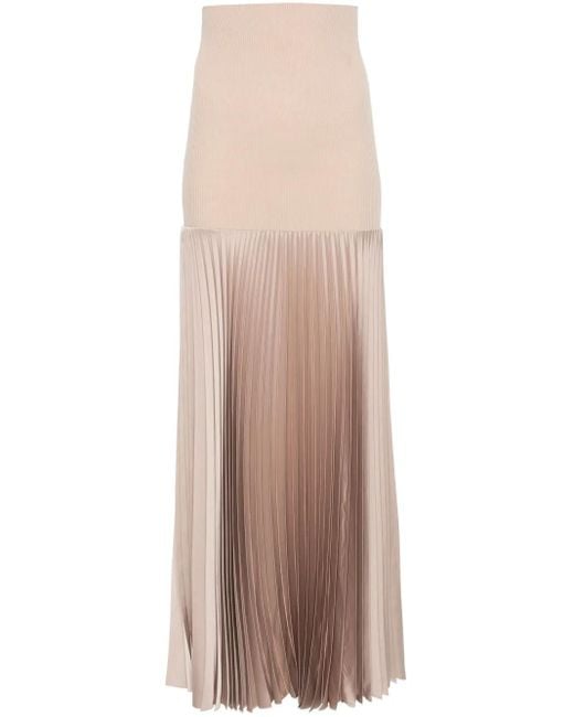 D.exterior Natural Pleated Midi Skirt