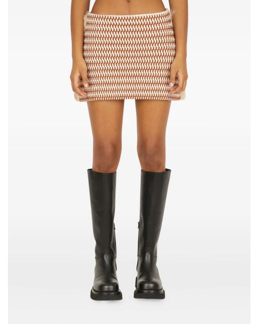 DURAZZI MILANO Natural Fringed Mini Skirt
