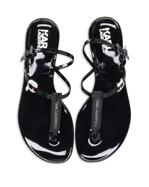 Karl Lagerfeld Black Ikonik Karl Nft Patent-Finish Sandals