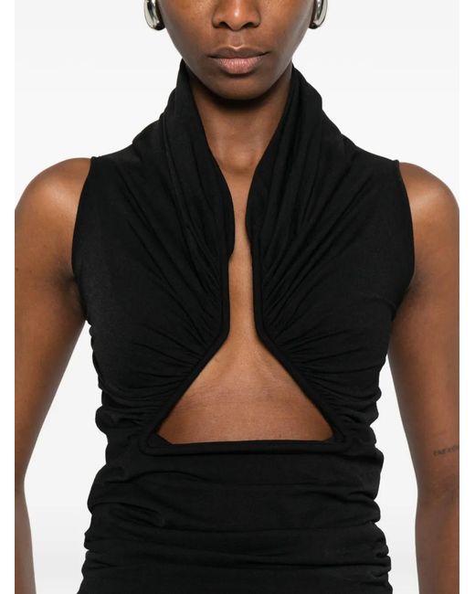 Rick Owens Black Draped Jersey Top