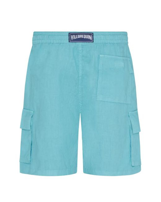 Vilebrequin Blue Baie Linen Cargo Pants for men