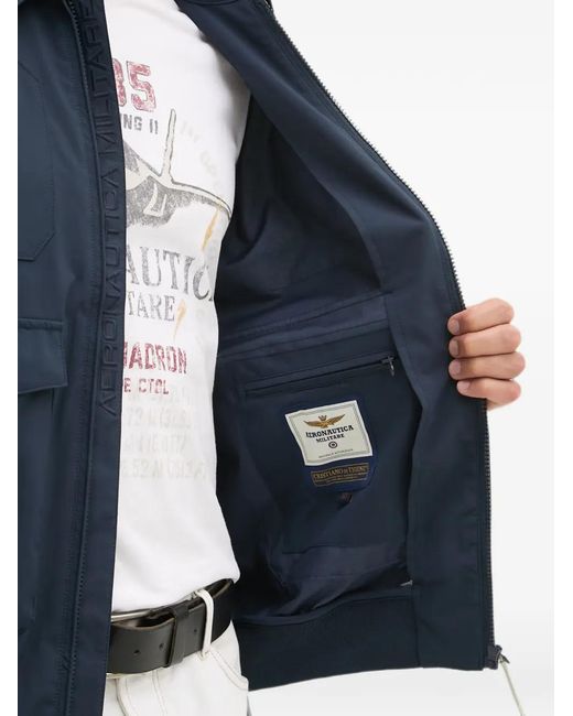 Aeronautica Militare Blue Logo-Patch Military Jacket for men