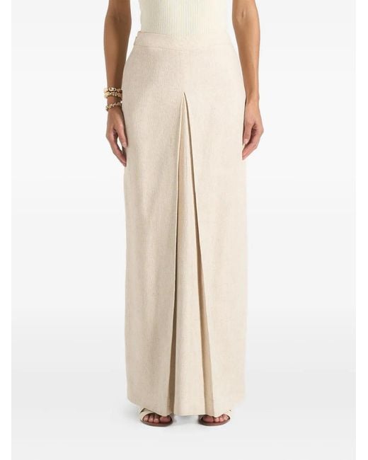Manière De Voir Natural Regine Linen Box Pleat Maxi Skirt