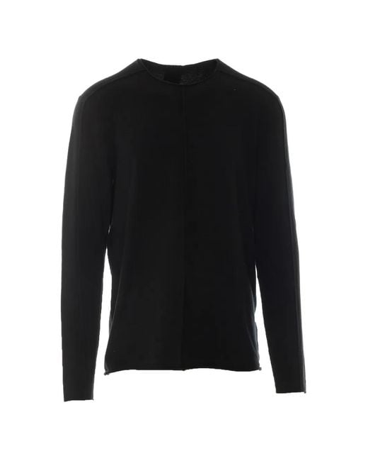 Thom Krom Black Exposed-Seam Crew-Neck Sweater for men
