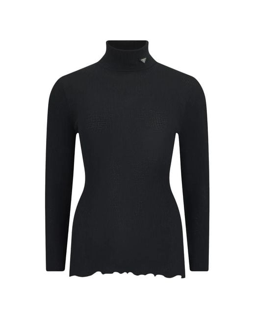 Prada Black Enamelled Triangle Logo Sweater