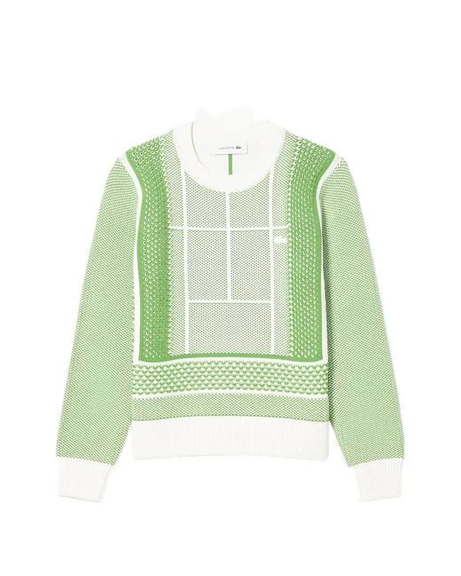 Lacoste Green Tennis Court-Jacquard Sweater