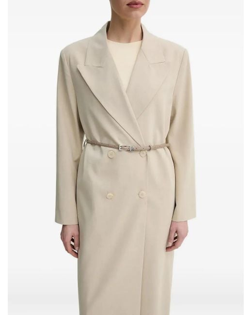 Isabelle Blanche White Belted Double-Breasted Coat