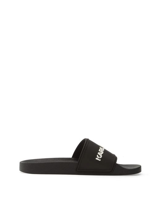 Karl Lagerfeld Black Kondo Ii Long Logo-Print Slides for men