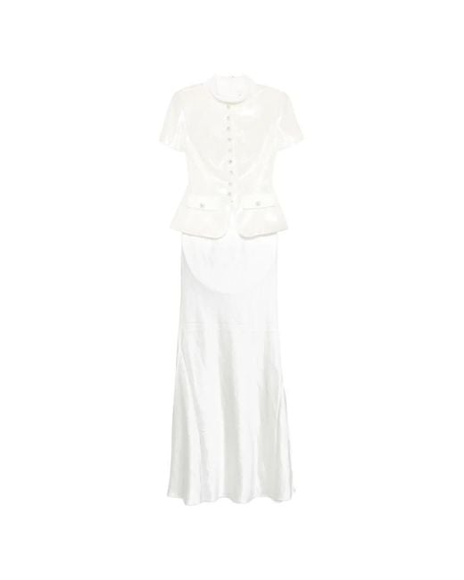 Self-Portrait White Button-Embellishment Maxi Skirt Set (Set Of Two)