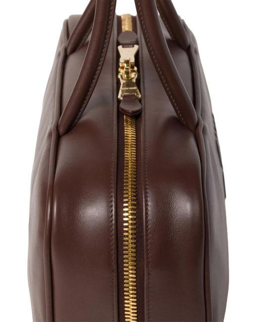 Miu Miu Brown Beau Logo-Debossed Leather Bag