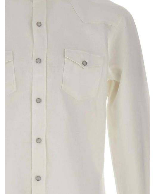Barba Napoli White Flap-Pocket Button-Fastening Shirt for men