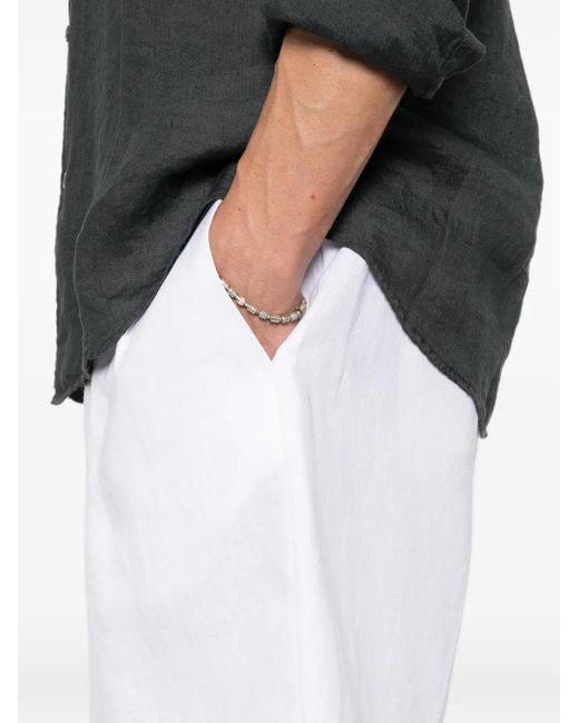 Michael Coal White Pleated-Front Button-Fastening Shorts for men