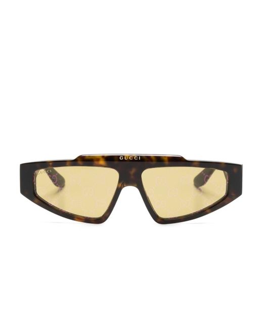 Gucci Natural GG-supreme Geometric-frame Sunglasses for men