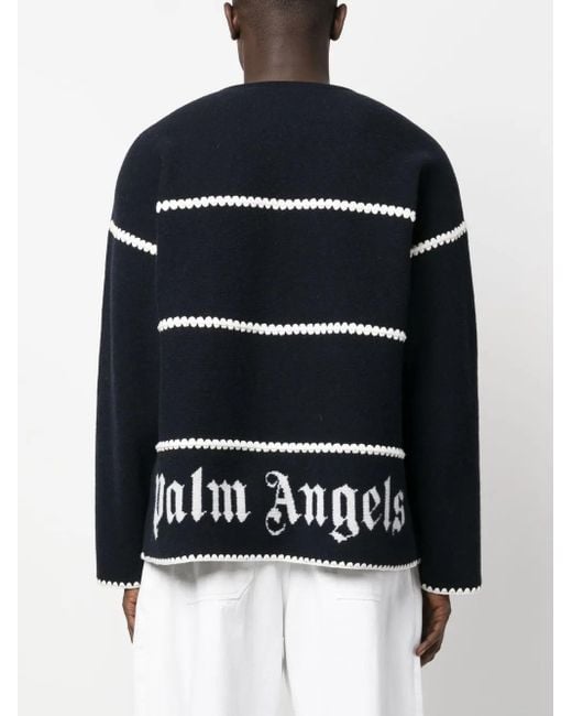 Palm Angels Blue Monogram Wool Sweater for men