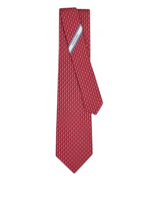 Ferragamo Red Cravate En Soie À Imprimé Graphique for men