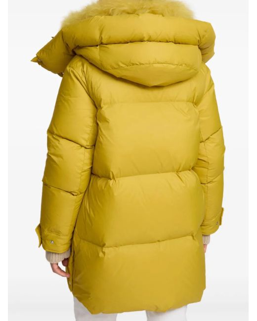 Yves Salomon Yellow Hoodedlambshearling Down Coat