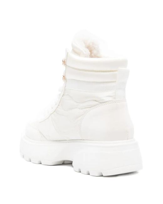 Blauer White Platform Shearling Boots