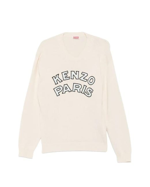 KENZO White Logo-Embroidered Sweater for men