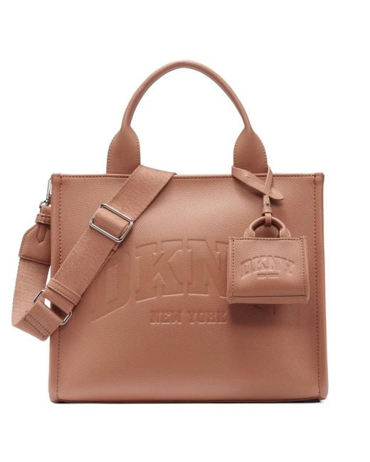 DKNY Brown Small Hadlee Logo-Embossed Tote Bag